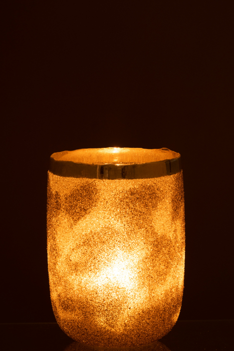 Suport lumanari, Sticla, Argintiu, 19.5x19.5x25.5 cm [11]