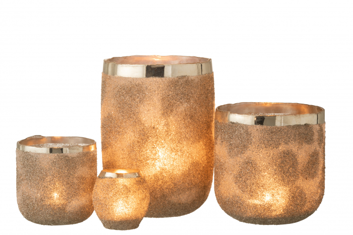 Suport lumanari, Sticla, Argintiu, 19.5x19.5x25.5 cm [13]