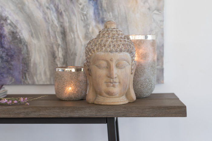 Suport lumanari, Sticla, Argintiu, 19.5x19.5x25.5 cm [8]