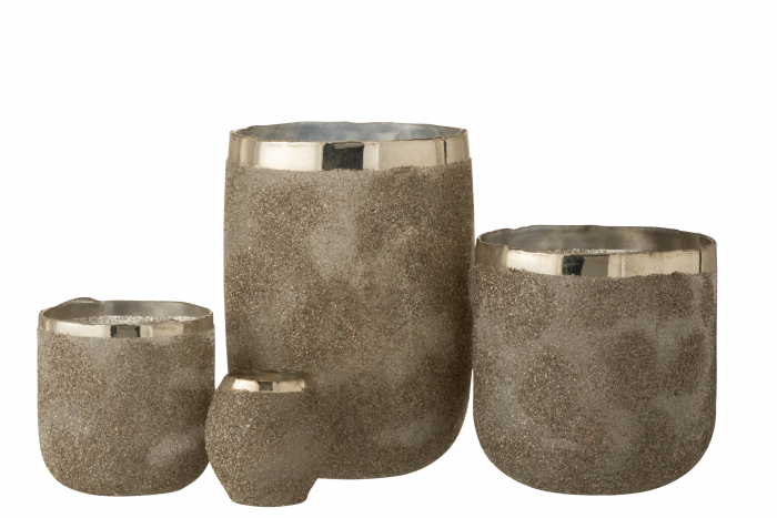 Suport lumanari, Sticla, Argintiu, 19.5x19.5x25.5 cm [4]