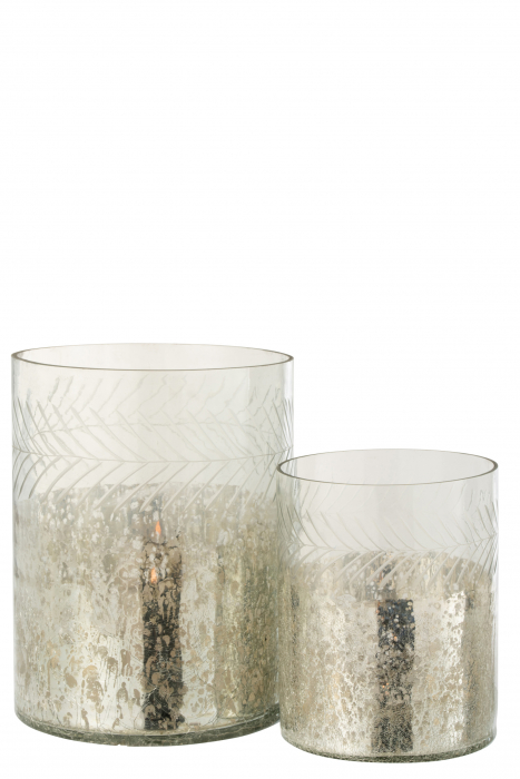 Suport lumanari, Sticla, Argintiu, 21.5x21.5x27 cm [4]