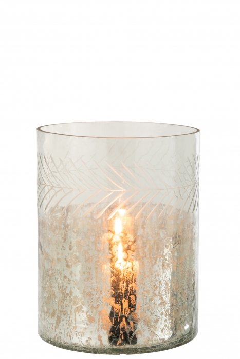 Suport lumanari, Sticla, Argintiu, 21.5x21.5x27 cm [2]