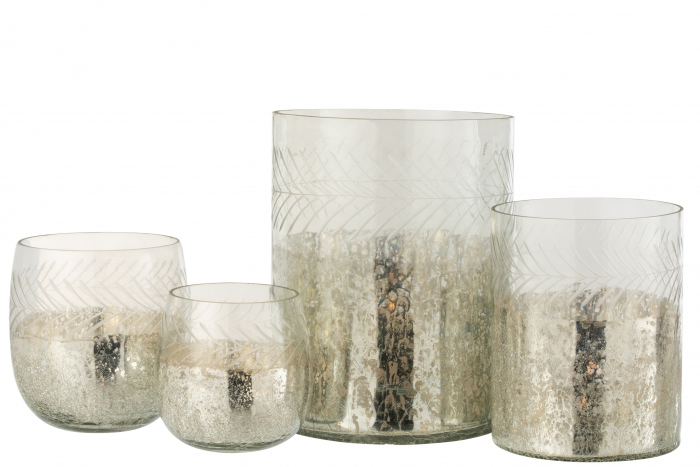 Suport lumanari, Sticla, Argintiu, 21.5x21.5x27 cm [7]