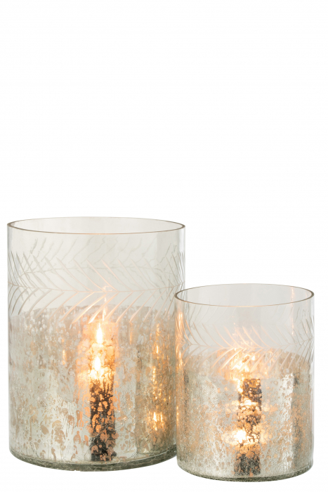 Suport lumanari, Sticla, Argintiu, 21.5x21.5x27 cm [5]