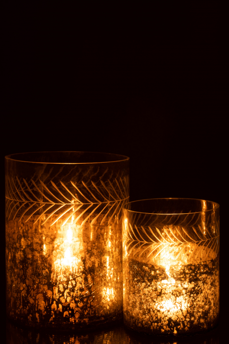 Suport lumanari, Sticla, Argintiu, 21.5x21.5x27 cm [6]