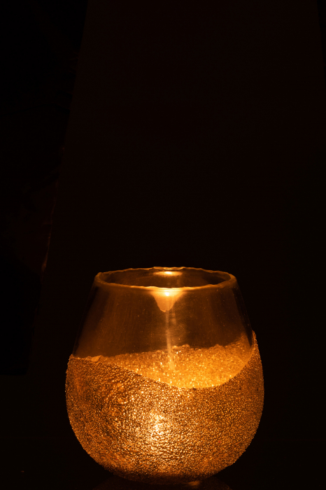 Suport lumanari, Sticla, Auriu, 17x17x18 cm [3]