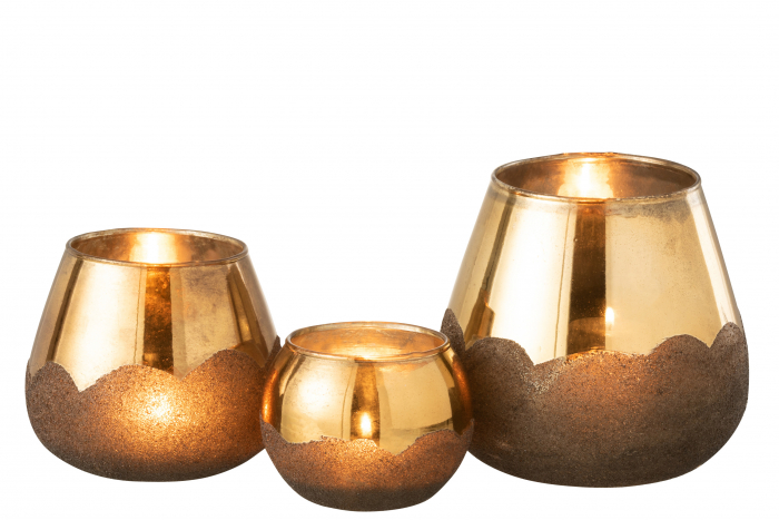 Suport lumanari, Sticla, Auriu, 18x18x19 cm [5]