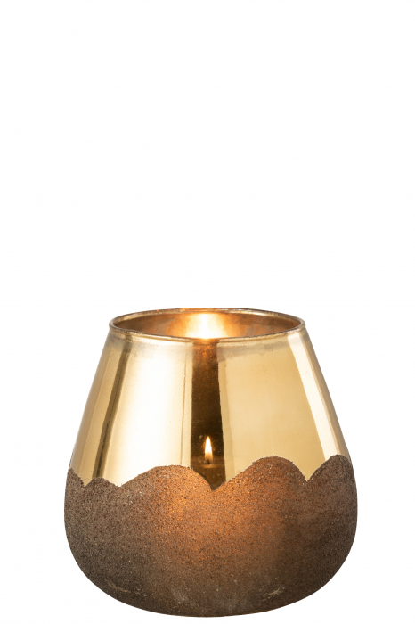 Suport lumanari, Sticla, Auriu, 18x18x19 cm [2]