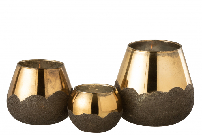 Suport lumanari, Sticla, Auriu, 18x18x19 cm [4]