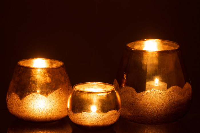 Suport lumanari, Sticla, Auriu, 18x18x19 cm [6]