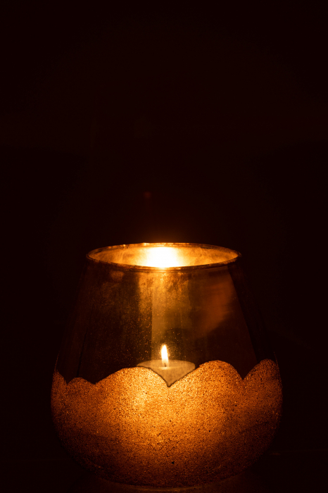 Suport lumanari, Sticla, Auriu, 18x18x19 cm [3]