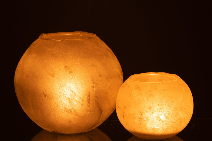 Suport lumanari, Sticla, Auriu, 25x25x22 cm [6]