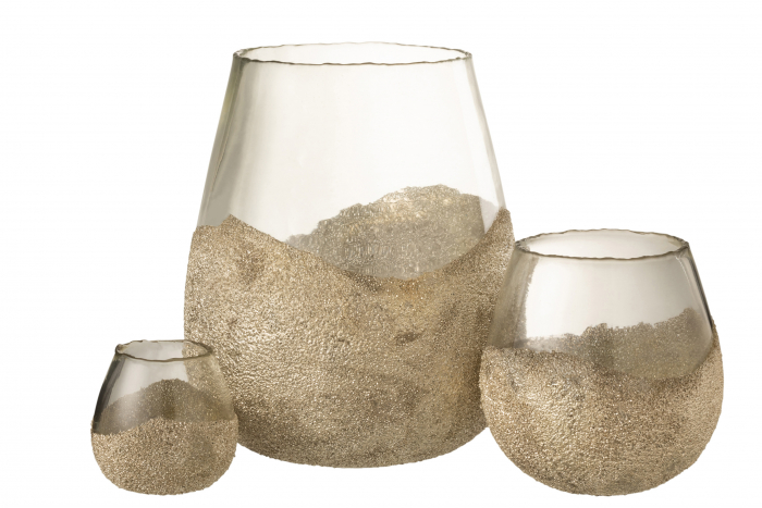 Suport lumanari, Sticla, Auriu, 27x27x31 cm [4]