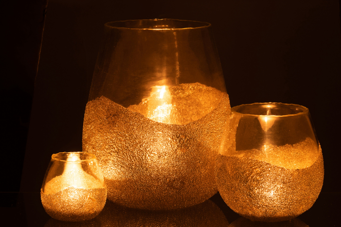 Suport lumanari, Sticla, Auriu, 27x27x31 cm [6]