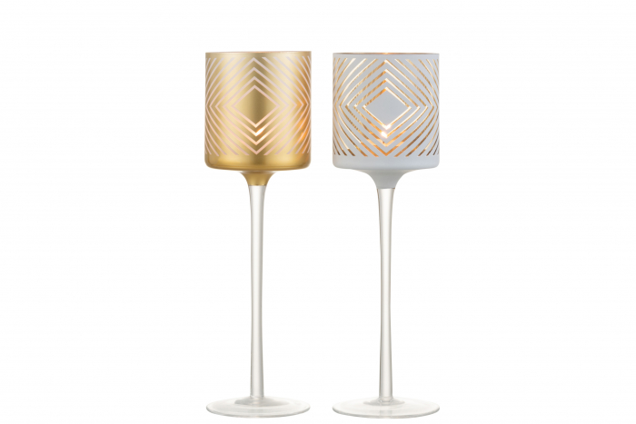 Suport lumanari, Sticla, Auriu, 9x9x30 cm [2]