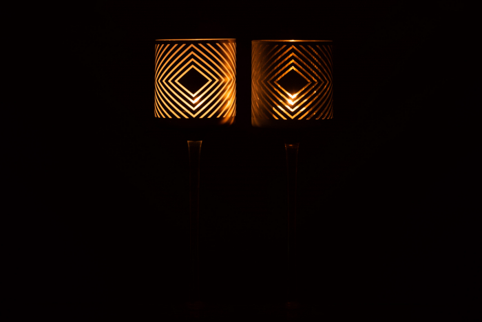 Suport lumanari, Sticla, Auriu, 9x9x30 cm [3]