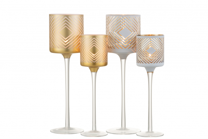 Suport lumanari, Sticla, Auriu, 9x9x30 cm [5]