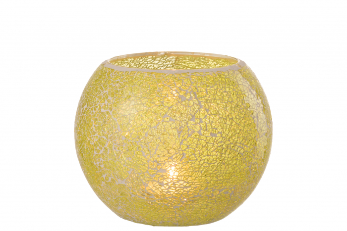 Suport lumanari, Sticla, Galben, 20.5x20.5x17 cm [2]
