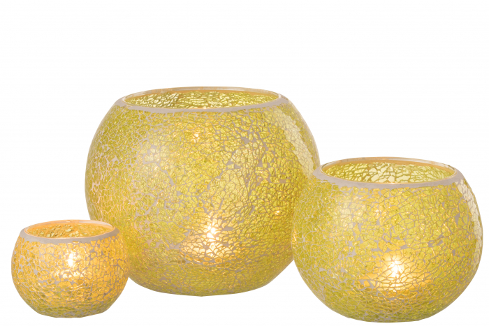 Suport lumanari, Sticla, Galben, 20.5x20.5x17 cm [5]