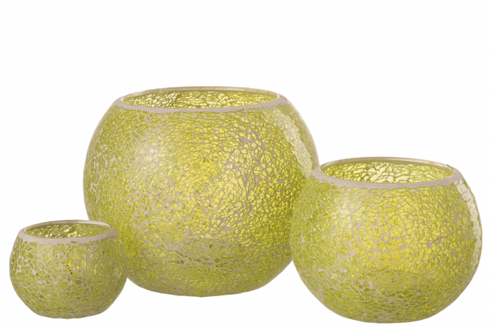 Suport lumanari, Sticla, Galben, 20.5x20.5x17 cm [4]