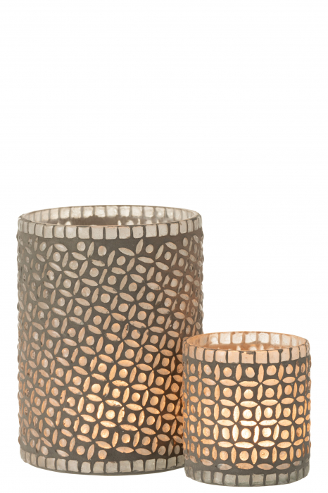 Suport lumanari, Sticla, Gri, 12.5x12.5x17 cm [5]