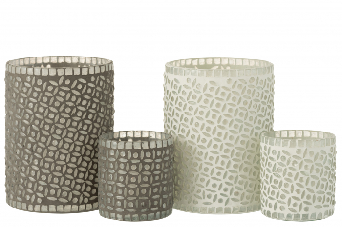 Suport lumanari, Sticla, Gri, 12.5x12.5x17 cm [7]