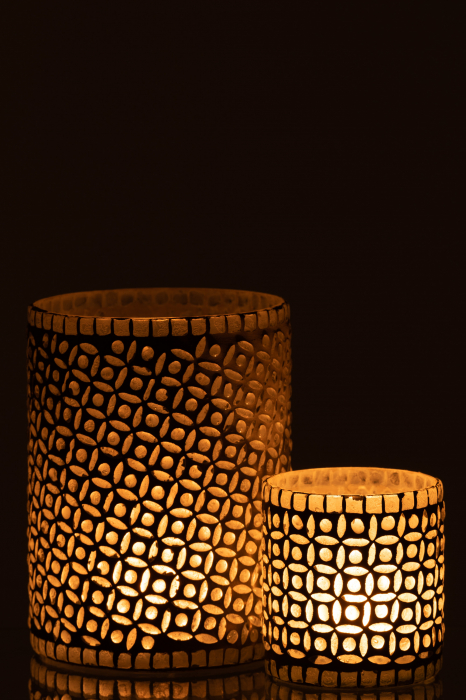 Suport lumanari, Sticla, Gri, 12.5x12.5x17 cm [6]