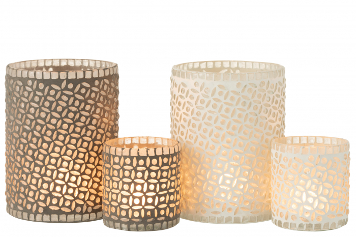 Suport lumanari, Sticla, Gri, 12.5x12.5x17 cm [8]