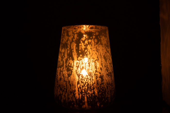 Suport lumanari, Sticla, Gri, 17.5x17.5x22.5 cm [3]