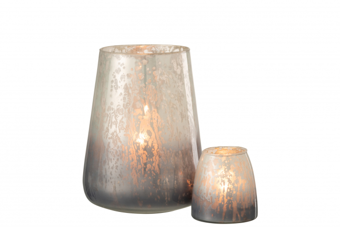 Suport lumanari, Sticla, Gri, 17.5x17.5x22.5 cm [5]