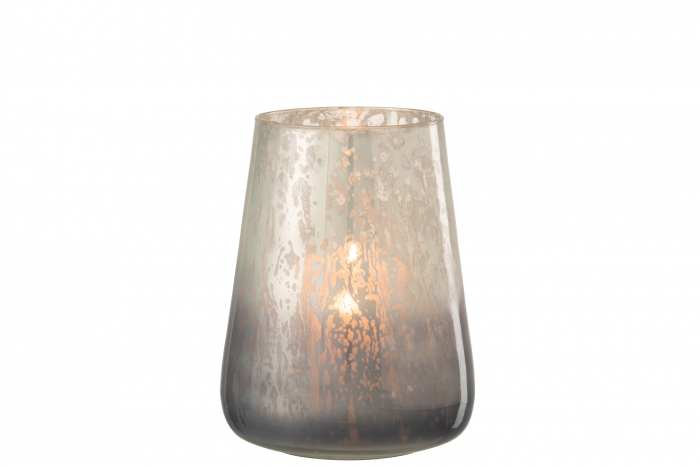 Suport lumanari, Sticla, Gri, 17.5x17.5x22.5 cm [2]