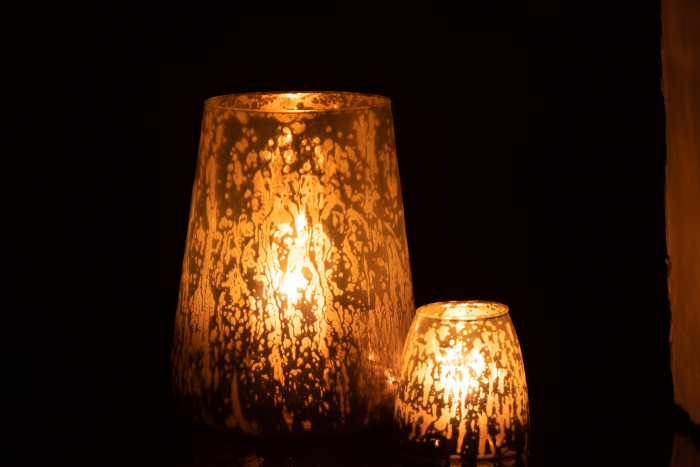 Suport lumanari, Sticla, Gri, 17.5x17.5x22.5 cm [6]