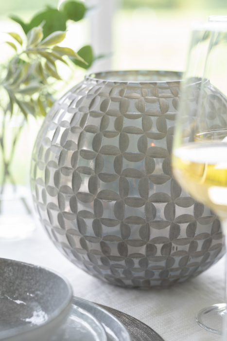 Suport lumanari, Sticla, Gri, 30.5x30.5x27 cm [7]