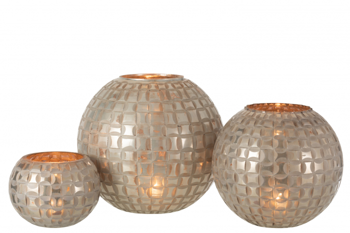 Suport lumanari, Sticla, Gri, 30.5x30.5x27 cm [5]