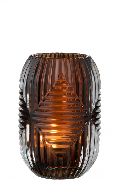 Suport lumanari, Sticla, Maro, 9x9x13 cm [2]