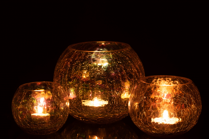 Suport lumanari, Sticla, Mov, 20x20x16.5 cm [6]