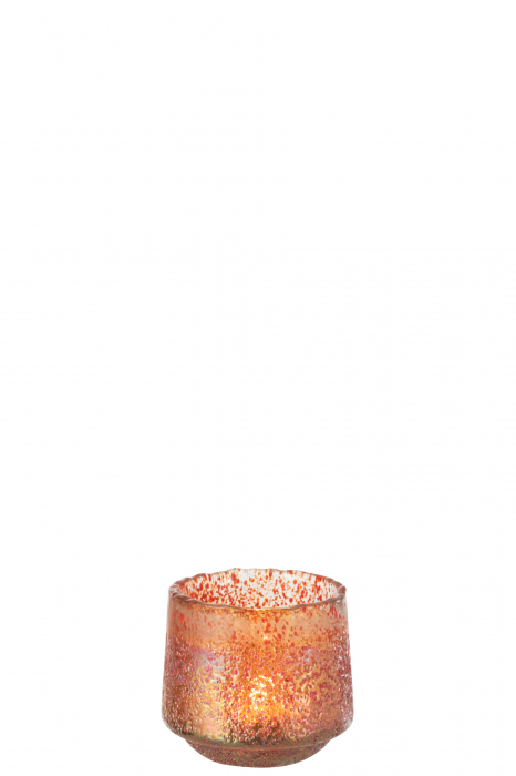 Suport lumanari, Sticla, Portocaliu, 14x14x13 cm [2]