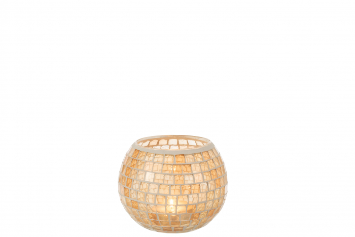 Suport lumanari, Sticla, Portocaliu, 15.5x15.5x12 cm [2]