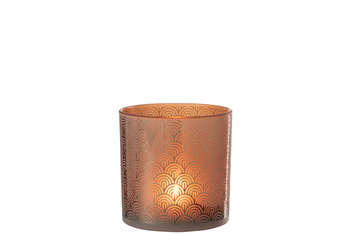 Suport lumanari, Sticla, Portocaliu, 15x15x15 cm [3]