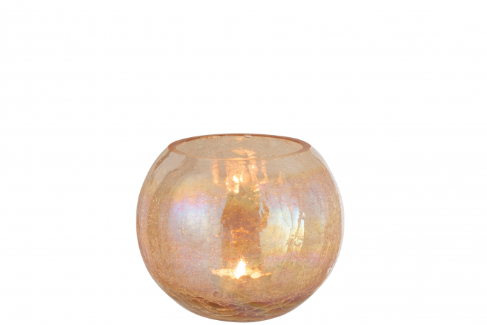 Suport lumanari, Sticla, Portocaliu, 20x20x16.5 cm [2]