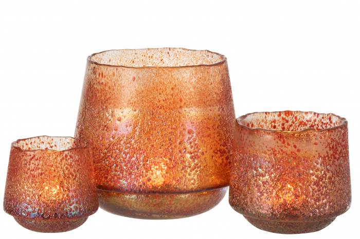 Suport lumanari, Sticla, Portocaliu, 22x22x19 cm [5]