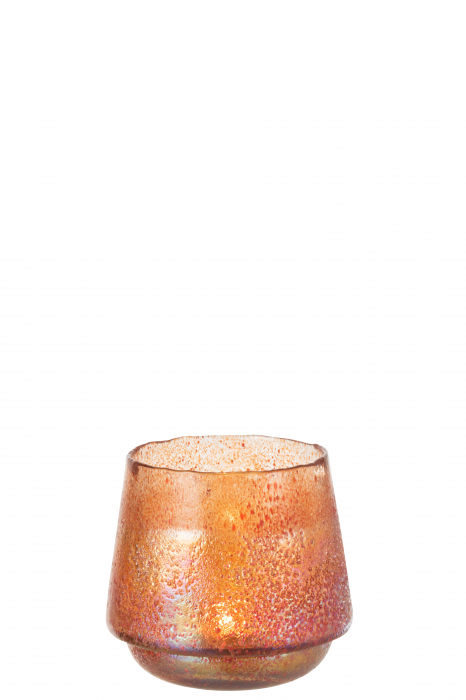 Suport lumanari, Sticla, Portocaliu, 22x22x19 cm [2]