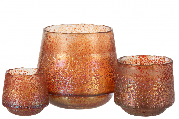 Suport lumanari, Sticla, Portocaliu, 22x22x19 cm [4]