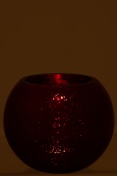 Suport lumanari, Sticla, Rosu, 21x21x16 cm [3]