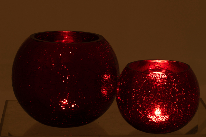 Suport lumanari, Sticla, Rosu, 21x21x16 cm [6]