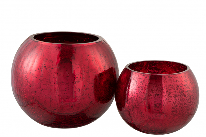 Suport lumanari, Sticla, Rosu, 21x21x16 cm [4]