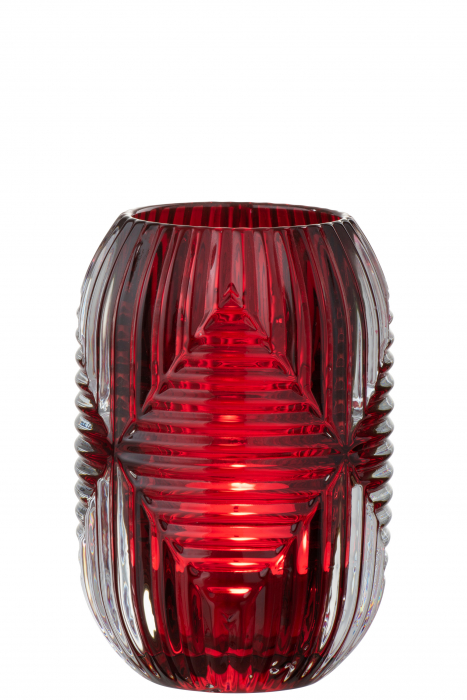 Suport lumanari, Sticla, Rosu, 9x9x13 cm [2]