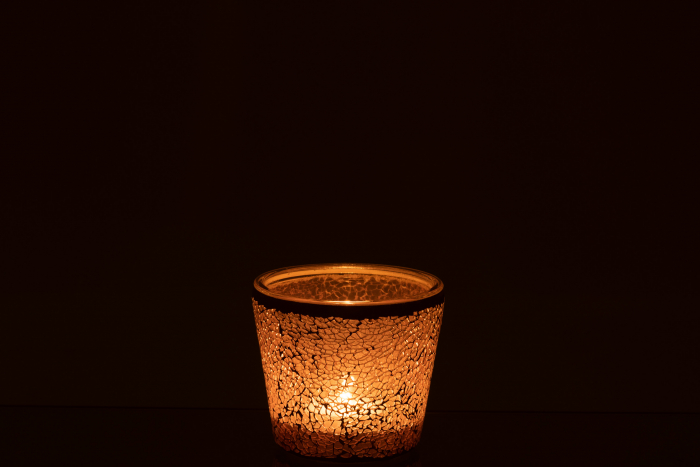 Suport lumanari, Sticla, Roz, 13.5x13.5x12 cm [3]