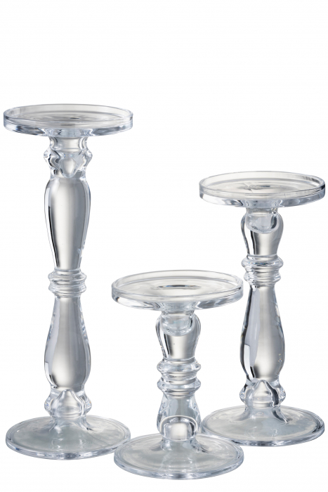 Suport lumanari, Sticla, Transparent, 13x13x35.5 cm [2]
