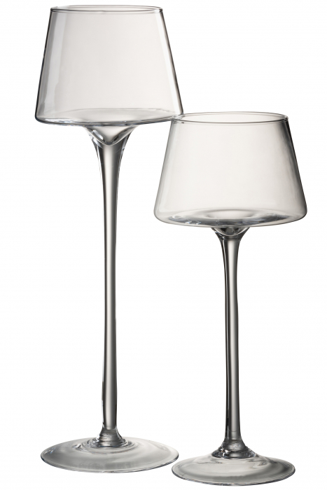 Suport lumanari, Sticla, Transparent, 14x14x35 cm [2]